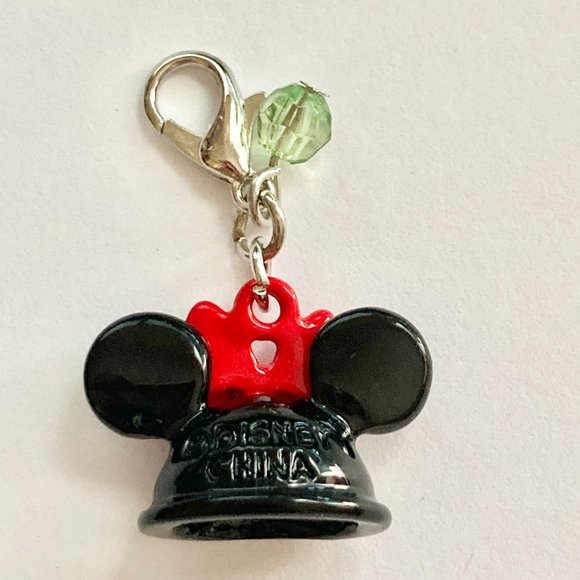 Vintage Minnie Mouse Hat Charm Bow Polka Dots Red Black Clip Zipper Pull Purse - Picture 9 of 11